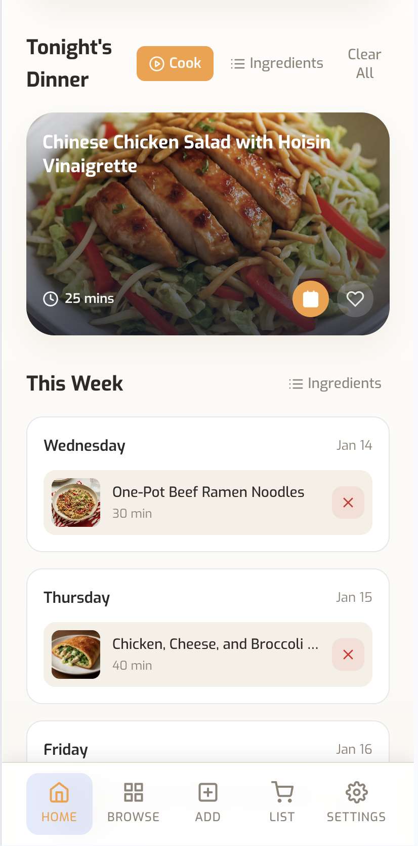 Weekly Meal Planning